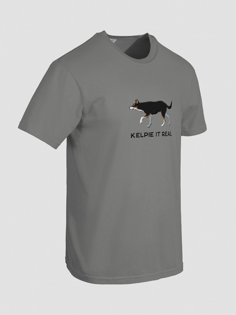 Kelpie It Real T-Shirt(Embroidered) of an Australian Kelpie(Black Tricolor) product image (47)