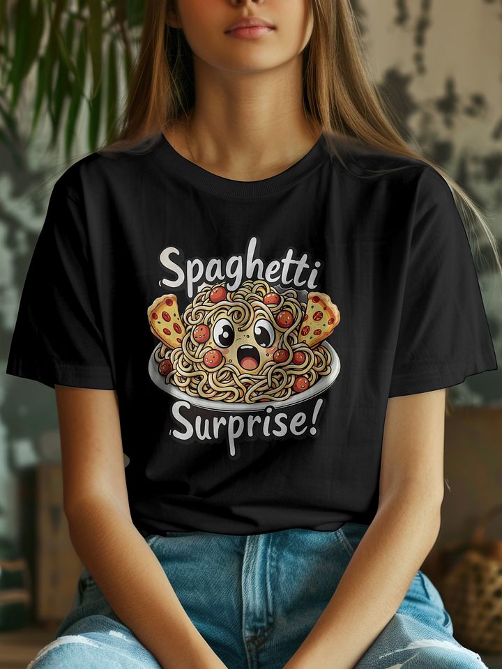 Quirky Spaghetti Face T-Shirt – Supersoft Funny Food Tee for Artistic Adults & Teens product image (2)