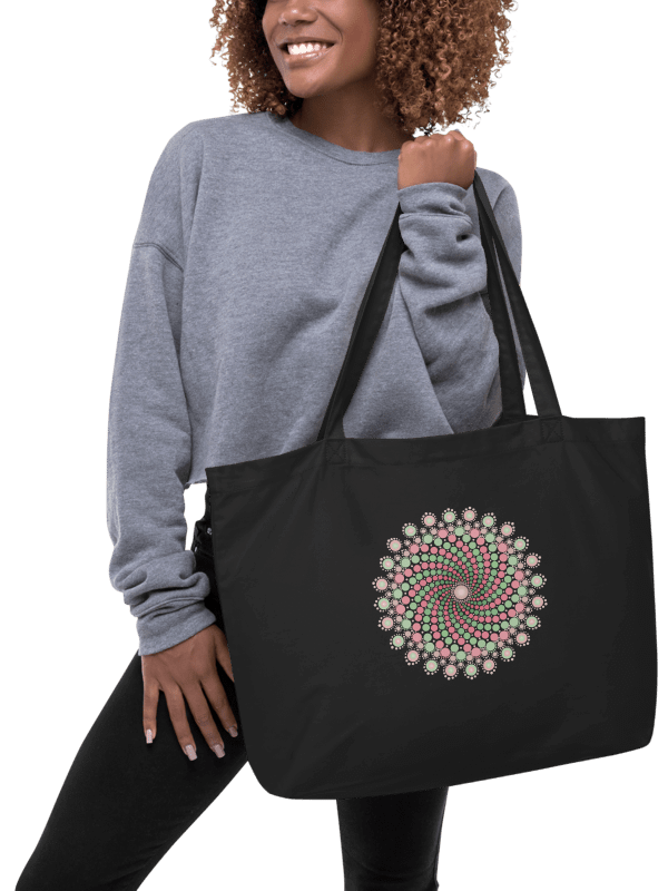 Green and Pink Dot Mandala Organic Cotton Tote Bag product image (1)