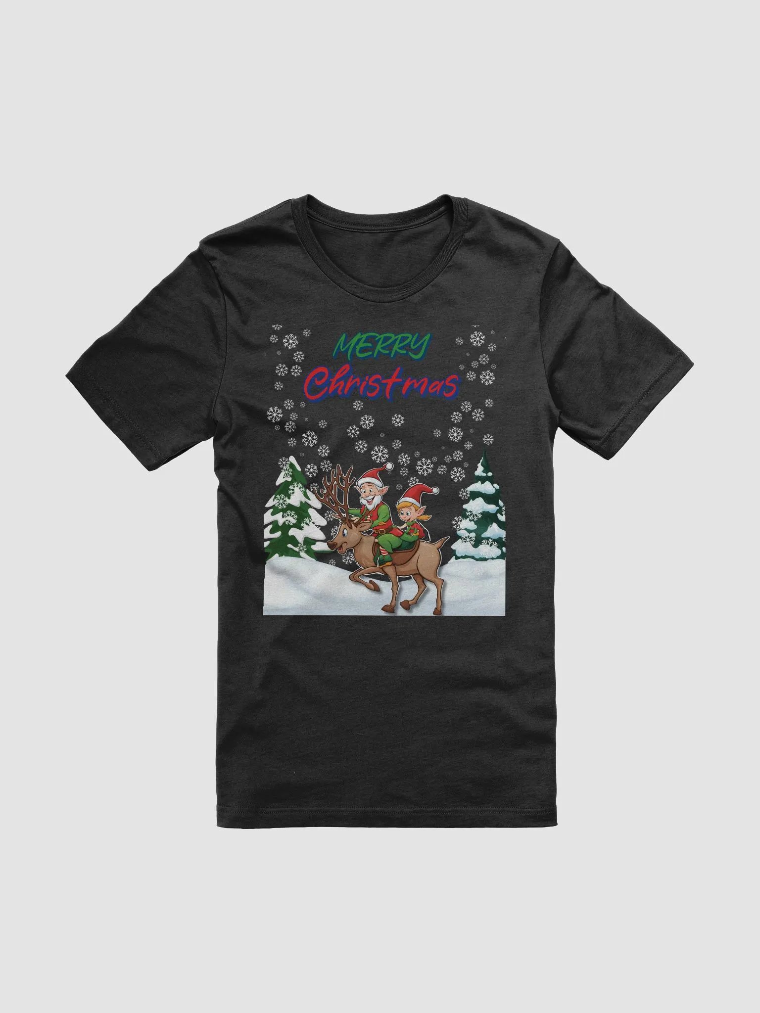 Santa Elves Riding A Reindeer T-shirt product image (1)
