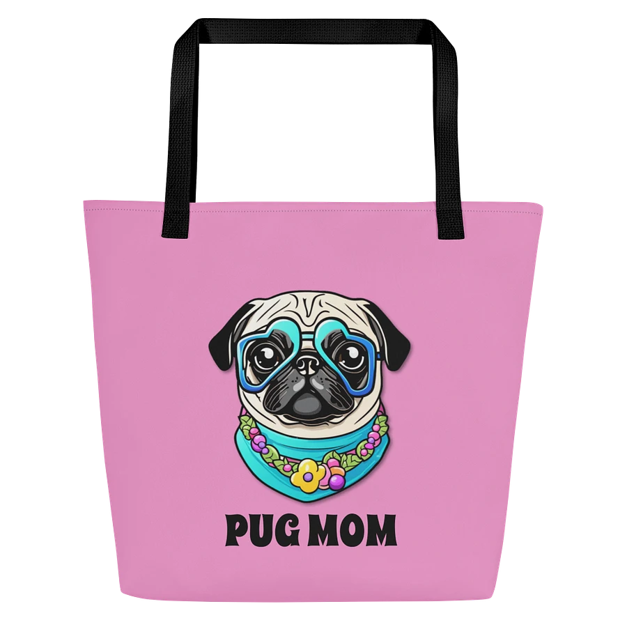 Retro Pug Mom Tote Bag With Pocket-Purple product image (5)