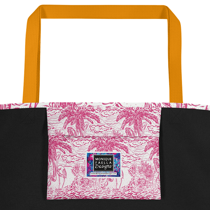 Flamingo Fancy Toile Tote Bag | Pink on White | by Monique Faella Designs™ product image (8)