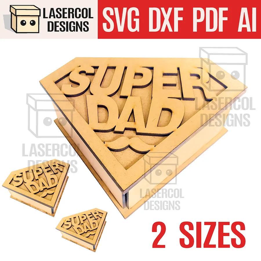 Superdad Box (Two Sizes) - Laser Cut Files product image (1)