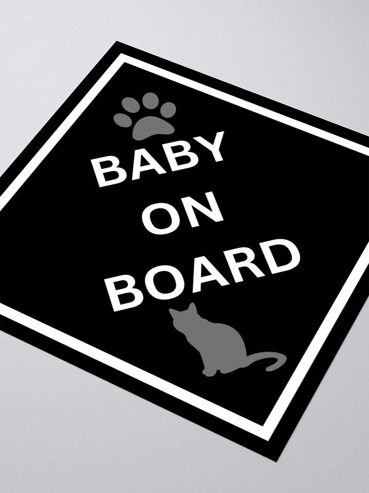 Cat Baby on Board Sticker - Gray on Black product image (1)