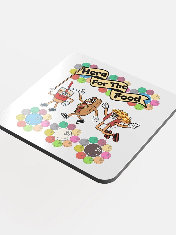 Here For The Food Bowling Foodie Friends Glossed Cork Coaster product image (1)