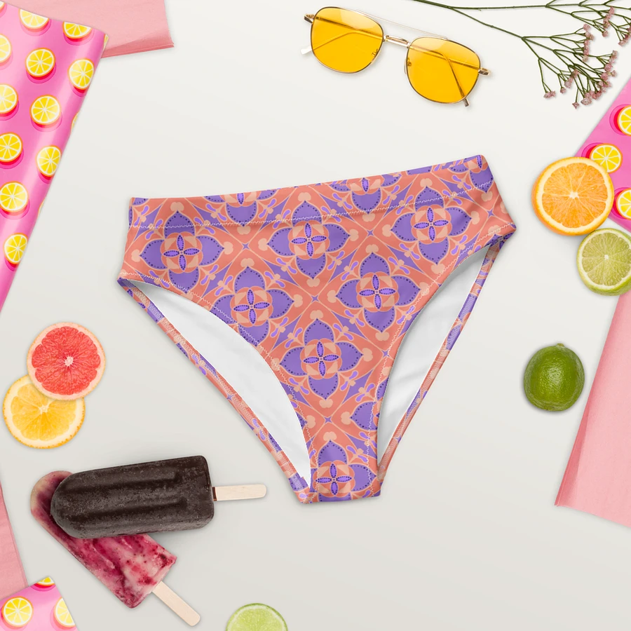 Pastel Orange and Mauve Pattern High Waisted Bikini Bottom product image (8)