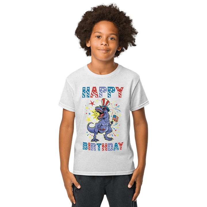 Happy Birthday (USA 4th Of July Dinosaur) T-Shirt For Kids product image (5)