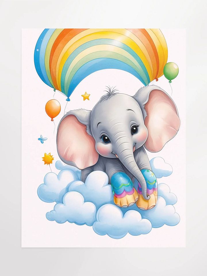Baby Elephant - Poster - Nursery-Kids Room - Medium Size 18x24 Inches product image (1)