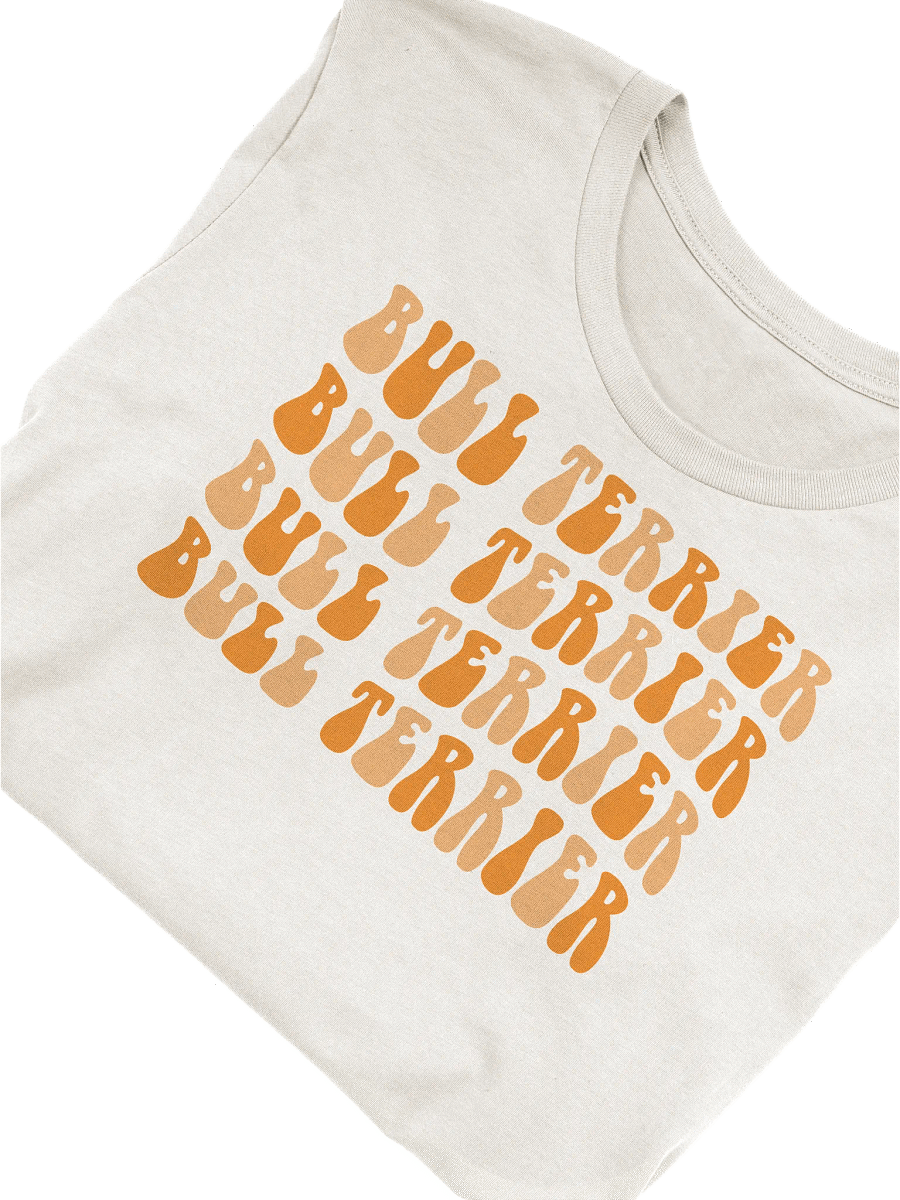 Bull Terrier Retro Orange Wavy Text T-Shirt For Bull Terrier Dog Lovers product image (1)