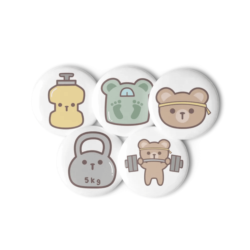 Bear Power Fitness Sport Pin Buttons Set product image (11)