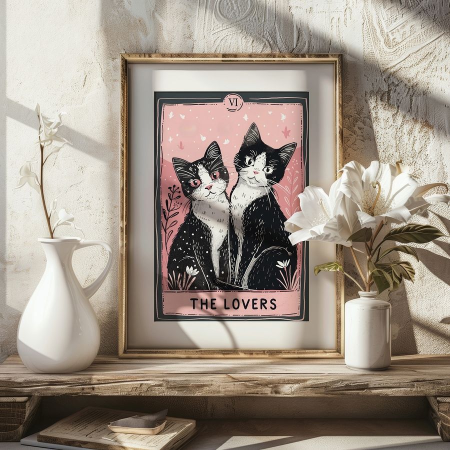 The Lovers Tarot Card Feline Art Print product image (3)
