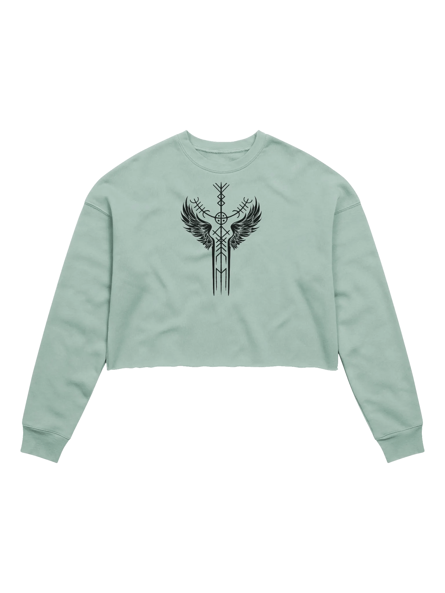 The Valkyrie Stave Women's Fleece Crop Sweatshirt (black print) product image (2)