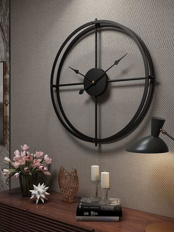 Creative And Simple Wrought Iron Wall Clock, Living Room Metal Clock, Study Room Decoration Clock product image (1)