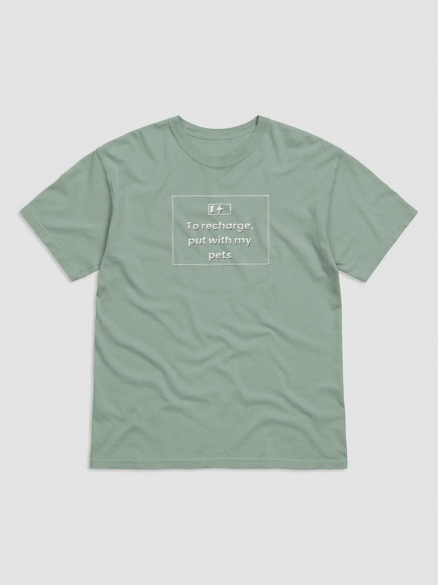 Embroidered T-Shirt - To Recharge, Put with my pets - White product image (8)