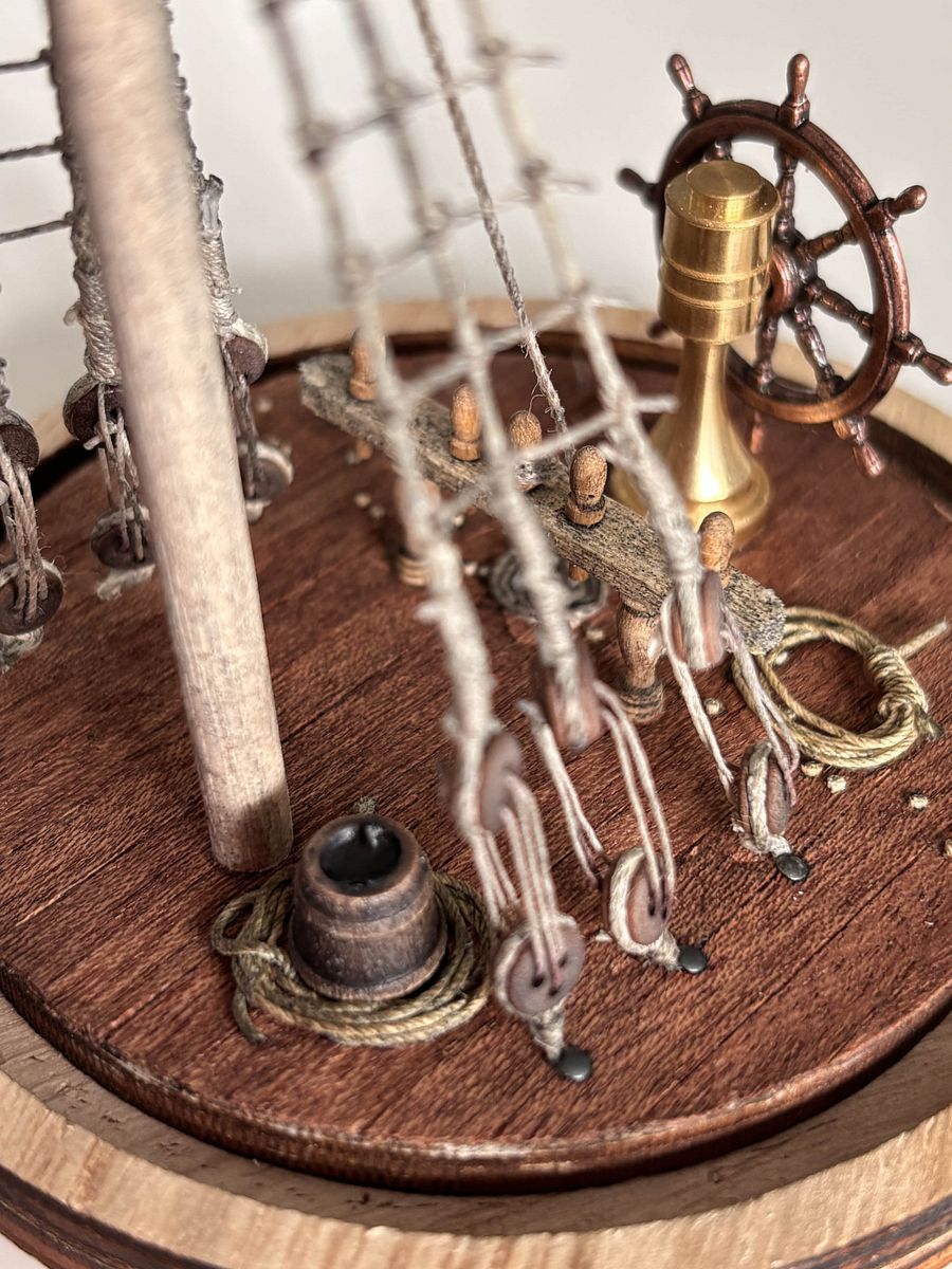 Wooden Diorama: Ship’s Wheel and Mast Section product image (7)