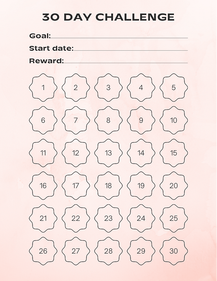 Customisable 30 day challenge- Pink product image (1)