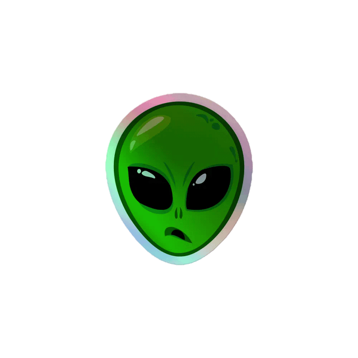 Green alien head sticker product image (1)