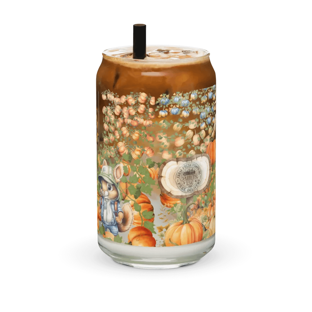 Witches Brew Coven: The Pumpkin Harvest Glass Can Tumbler | 16oz Fall-Themed Drinkware | Whimsical Animal Design product image (4)