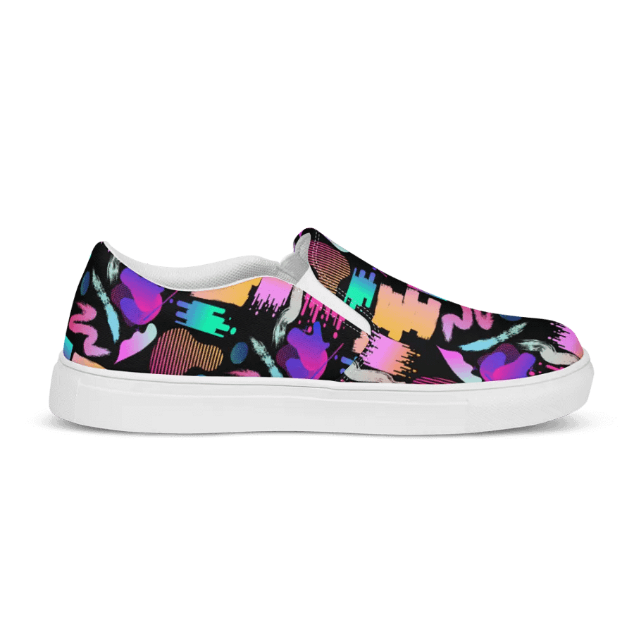 90's Pattern Womens Canvas Slip-On Shoes | Retro Pattern Shoes product image (7)