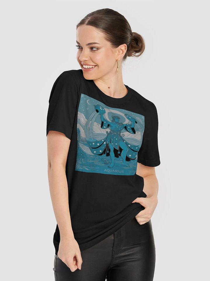 Exclusive Aquarius Zodiac T-Shirt - Unisex Celestial Water Bearer and Moon Design product image (1)