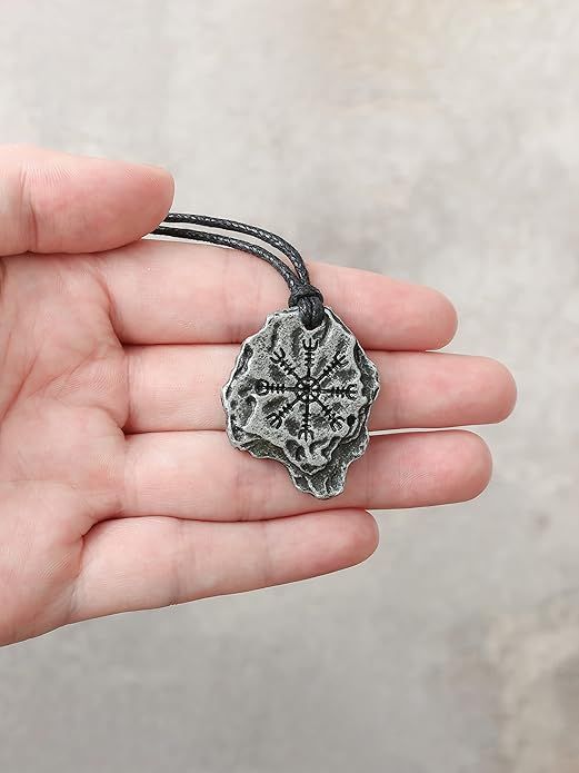 Aegishjalmur Stone Pendant | Norse Protection Amulet Necklace product image (5)
