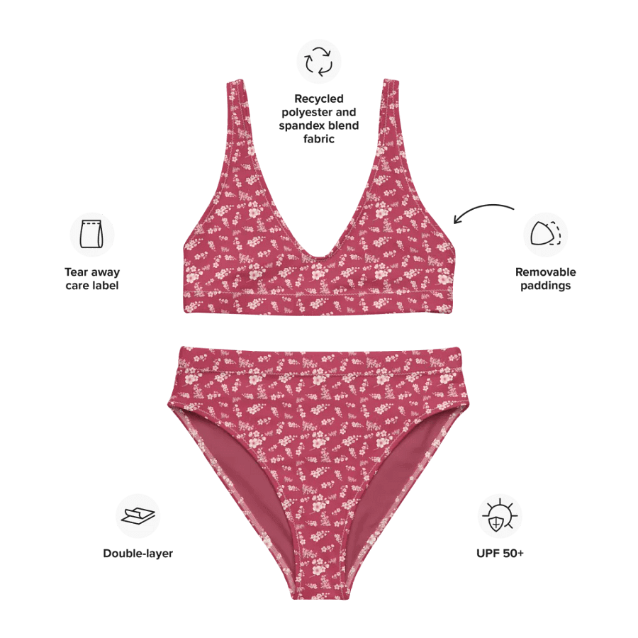 Cherry Blossoms on Magenta Two-Piece Eco-Green Bikini Swimsuit product image (5)
