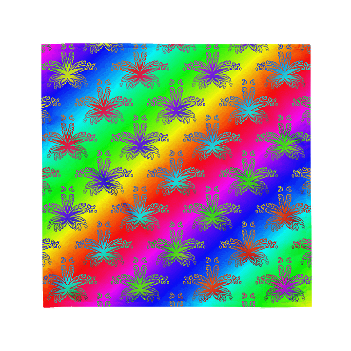 Neon Rainbow Reefer Rave Bandana, Queer Pride Cannabis Leaf Art Fashion Accessory product image (1)