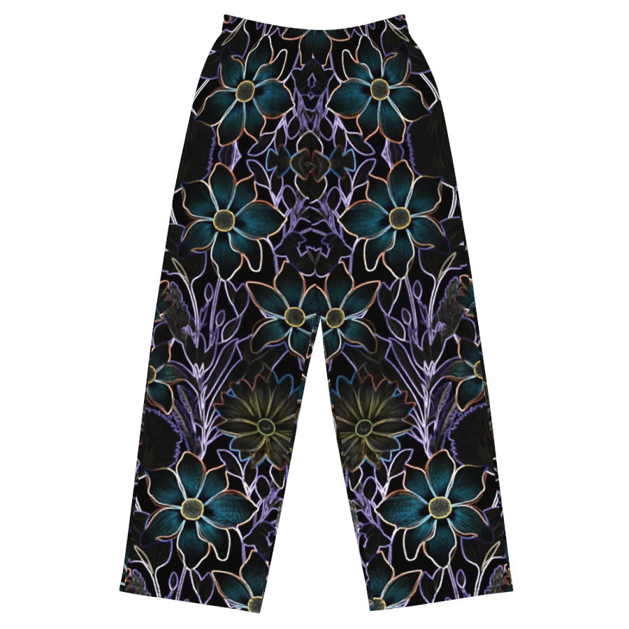 Trippy Dark Florals/All-Over Print Unisex Wide-Leg Pants by Sublicolor product image (4)