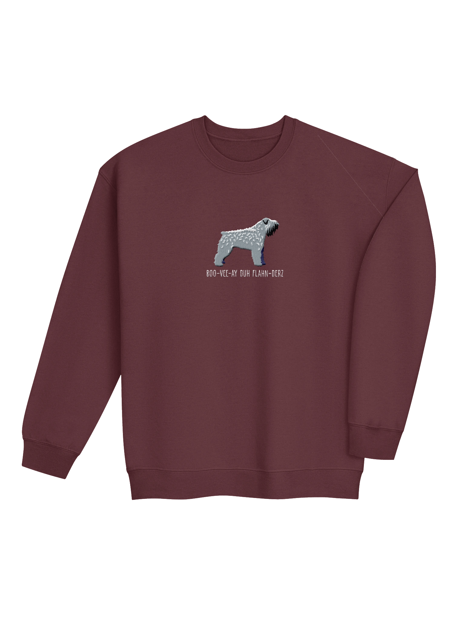 Boo-Vee-Ay Duh Flahn-Derz Sweatshirt (Embroidered) of a Bouvier Des Flandres(Salt & Pepper) product image (8)