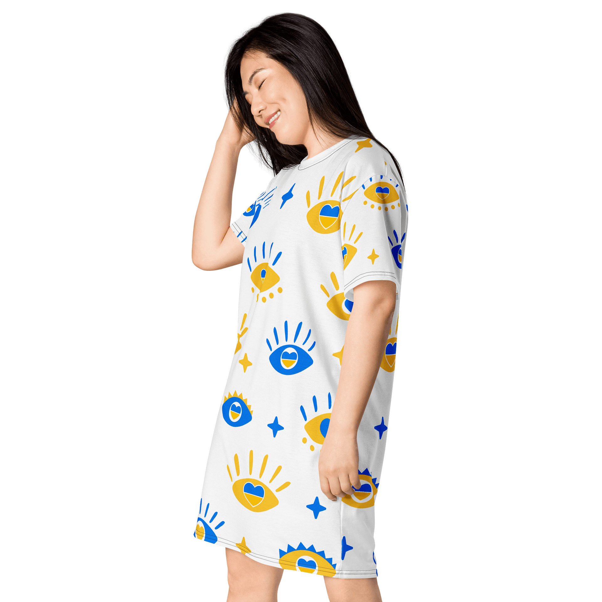TDS Women's Oversized Eye & Heart Print T-Shirt Dress product image (3)