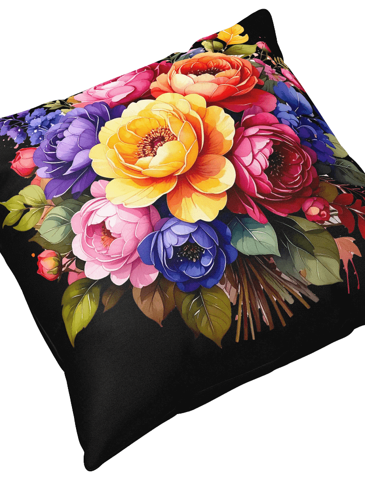 Columbia Road Market Floral All-Over Print Pillow (Black) product image (2)
