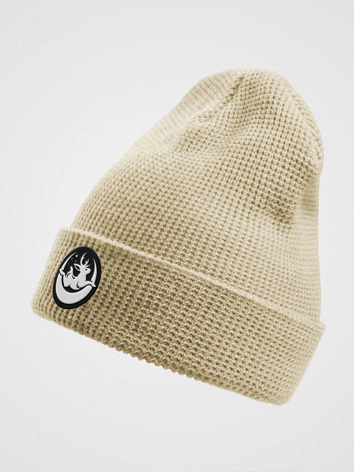 Black Embroidered Moonbound Waffle Knit Beanie product image (3)