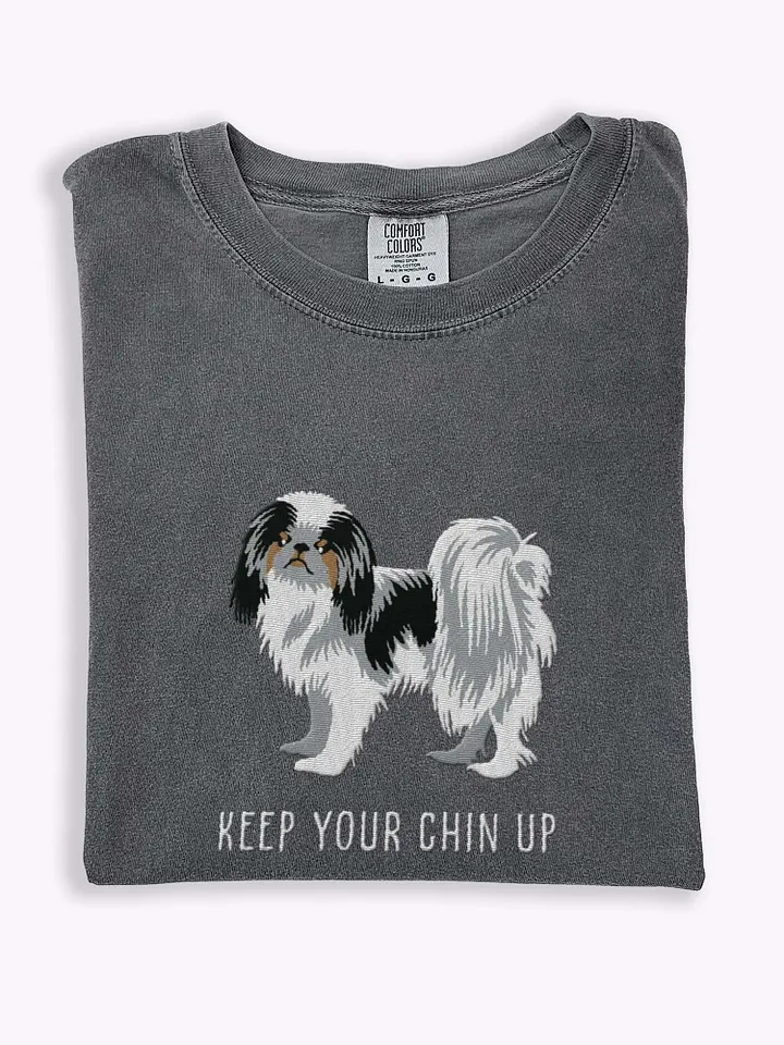 Keep Your Chin Up T-Shirt(Embroidered) of a Japanese Chin(Tricolor) product image (1)