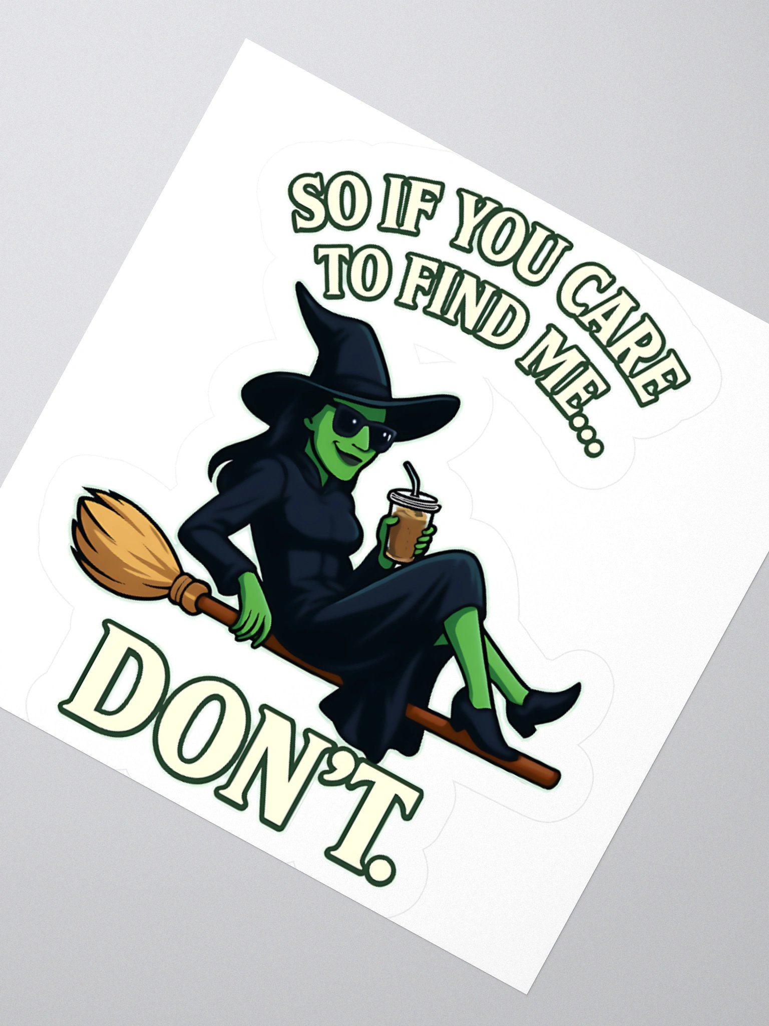 Witchy Broadway Sticker – Chill Wicked Witch Quote – Iced Coffee Mood – Gift for Broadway Fans product image (6)