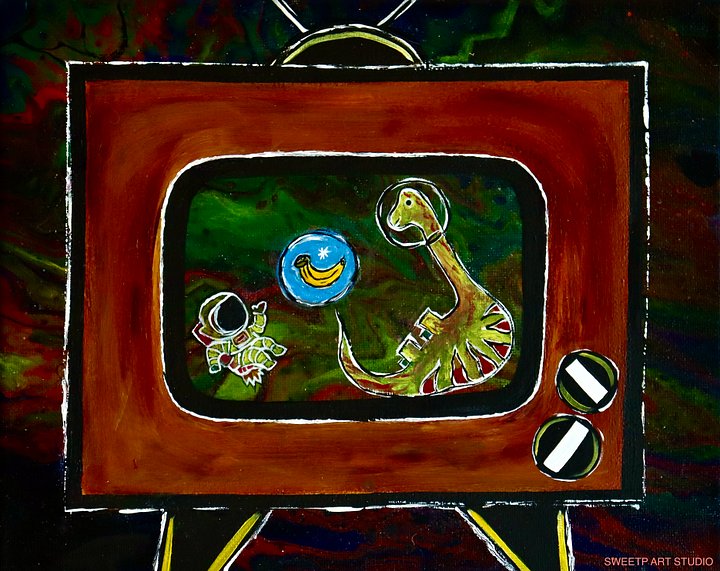When the Spaceman Met the Space Dinosaur | Art Print product image (1)