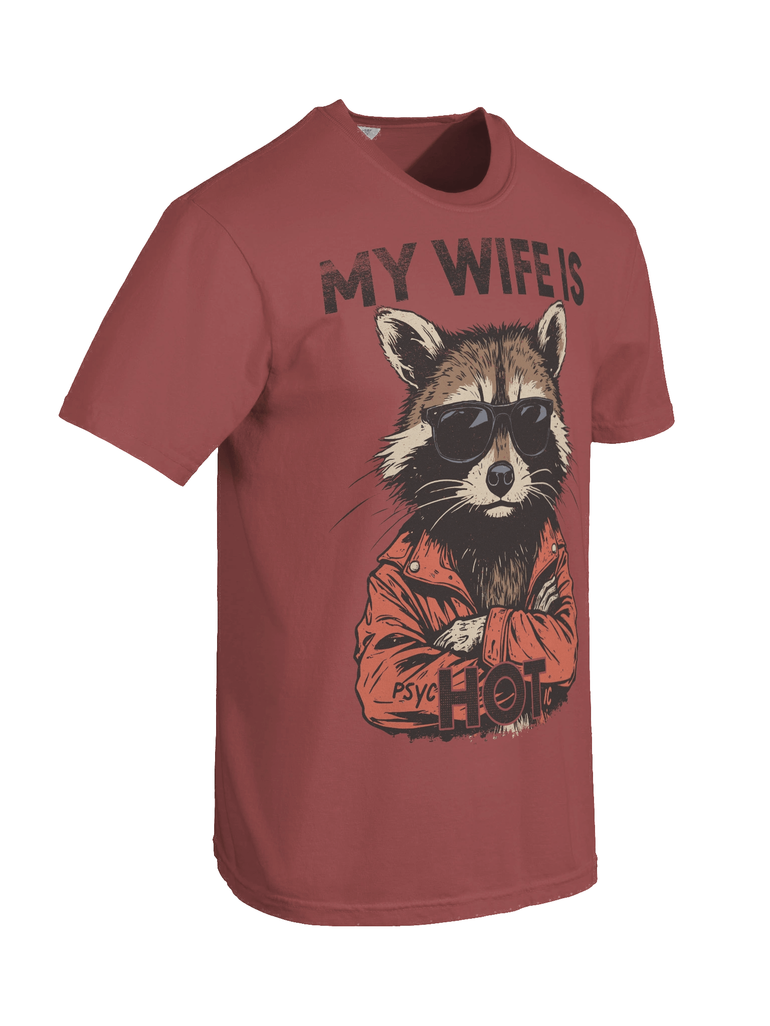 The "My Wife is Hot" Raccoon Heavy Weight T-shirt product image (5)