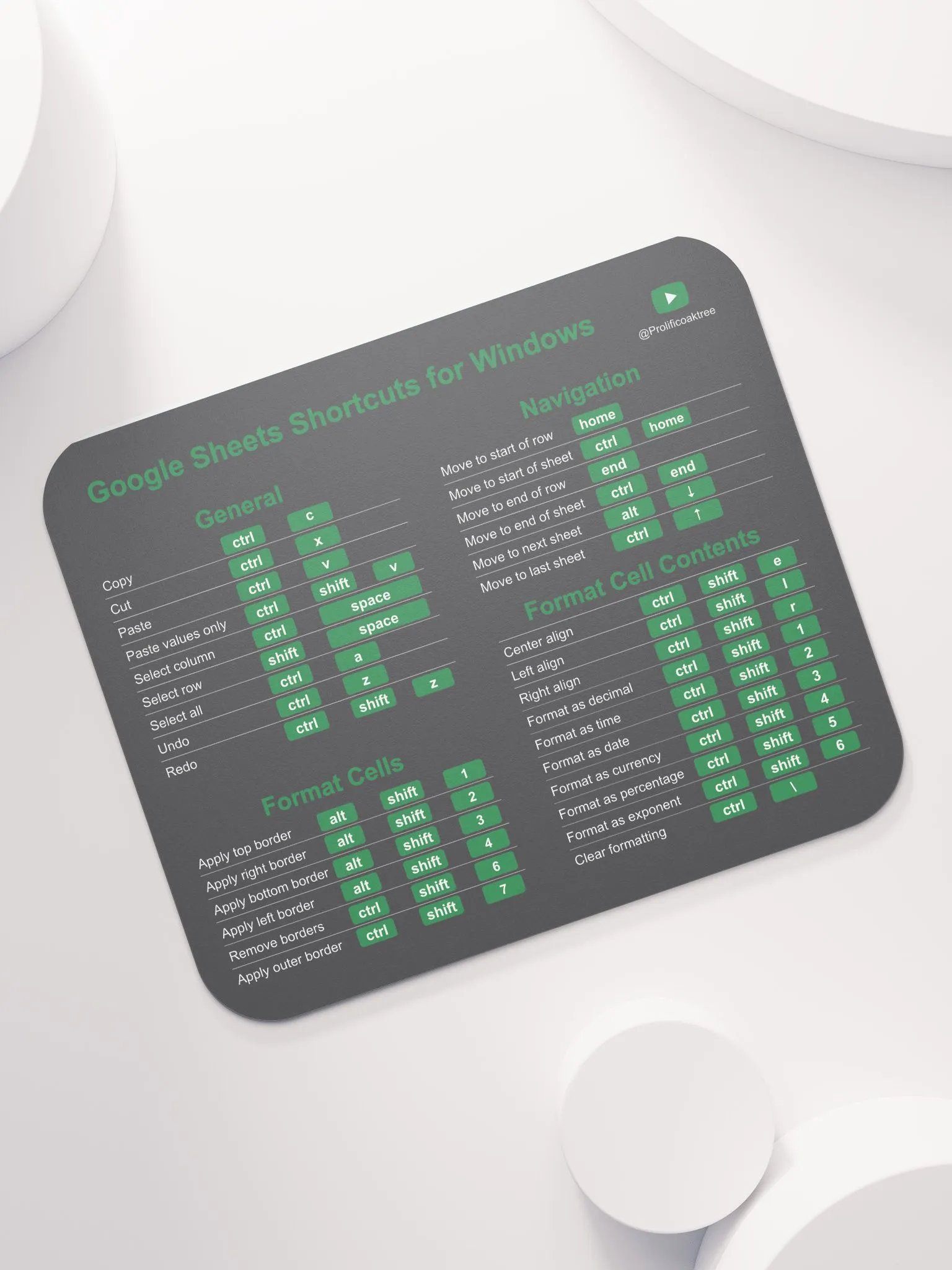 Keyboard Shortcuts Mouse Pad for Windows - Google Sheets product image (7)