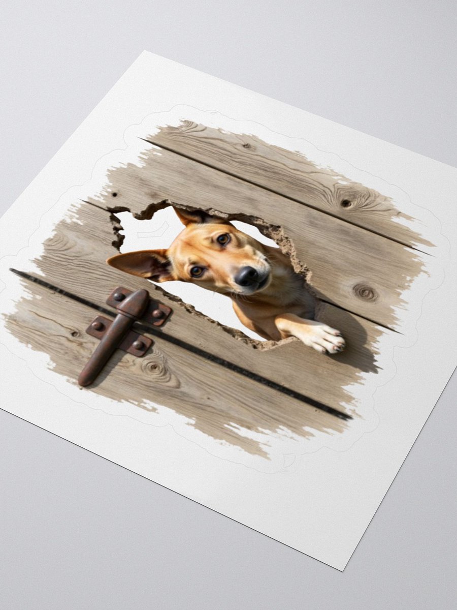 Rustic Wood Fence Peeking Potcake Sticker product image (3)