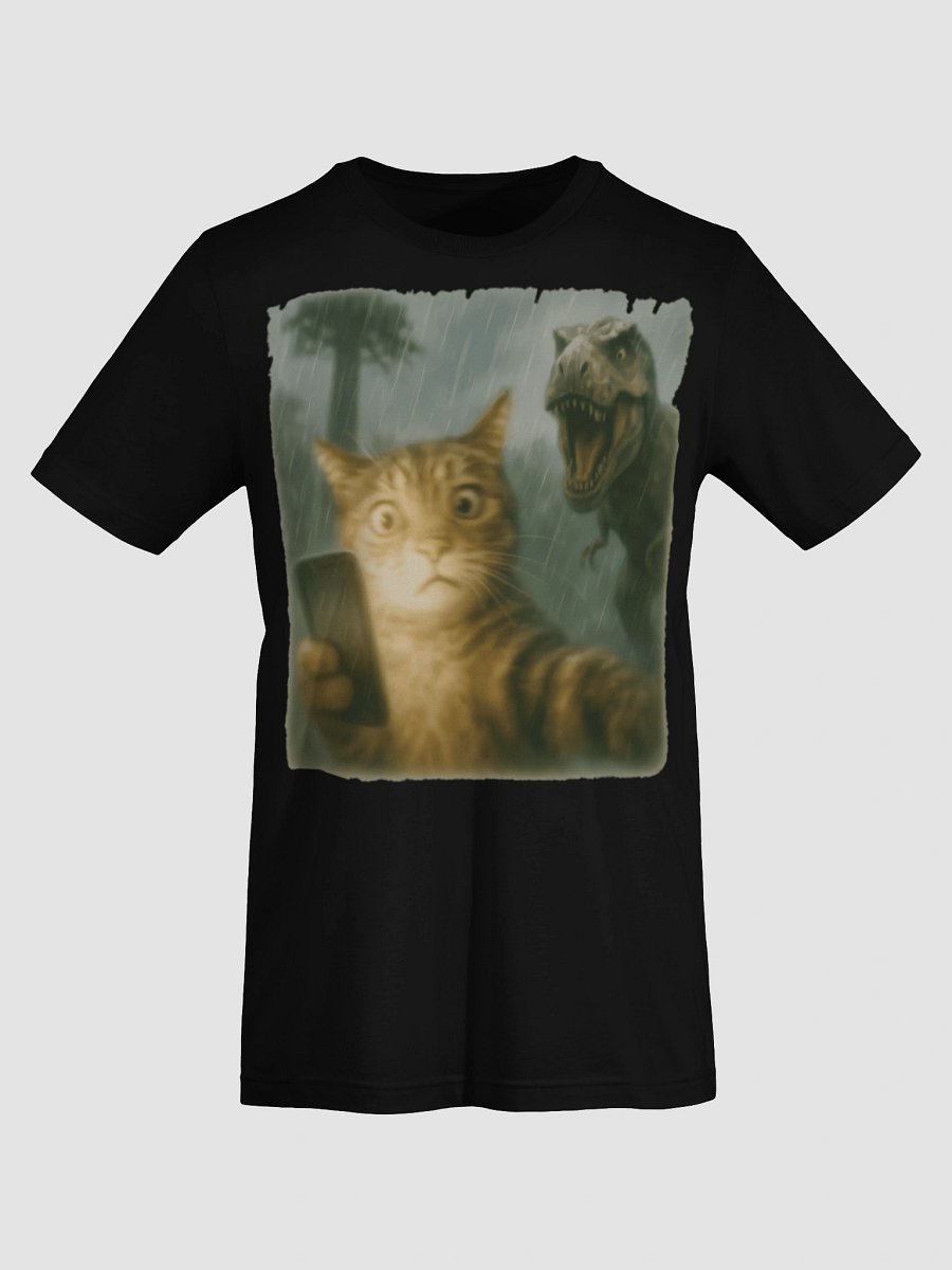 Confused Cat Selfie Dinosaur T-Shirt - Funny Dino & Kitten Tee product image (27)
