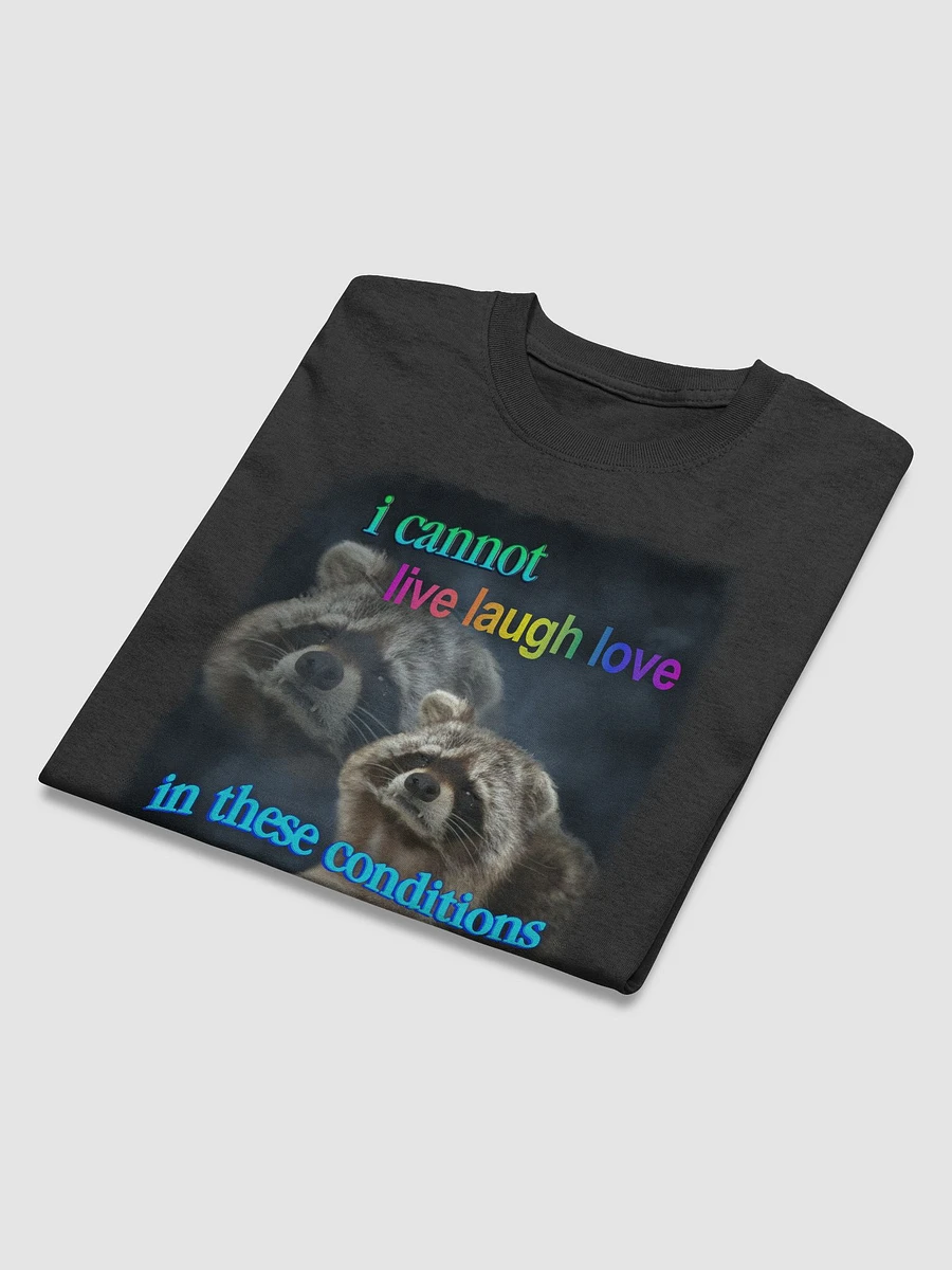 I cannot live laugh love in these conditions - raccoon T-shirt product image (4)