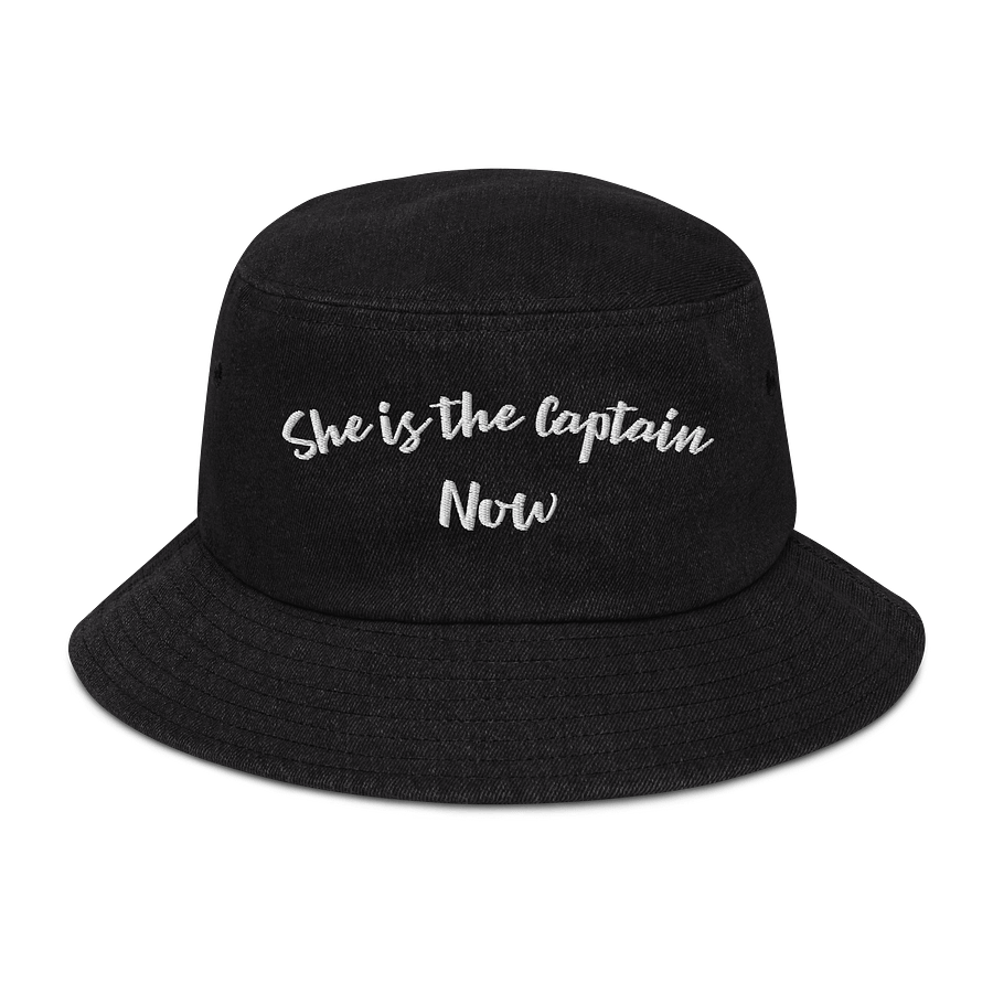 She is the Captain Now Embroidered Denim Bucket Hat product image (1)