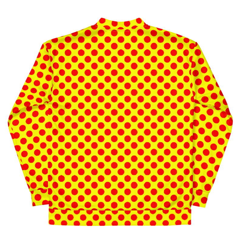 Red Polka Dots on Yellow Unisex Bomber Jacket product image (4)
