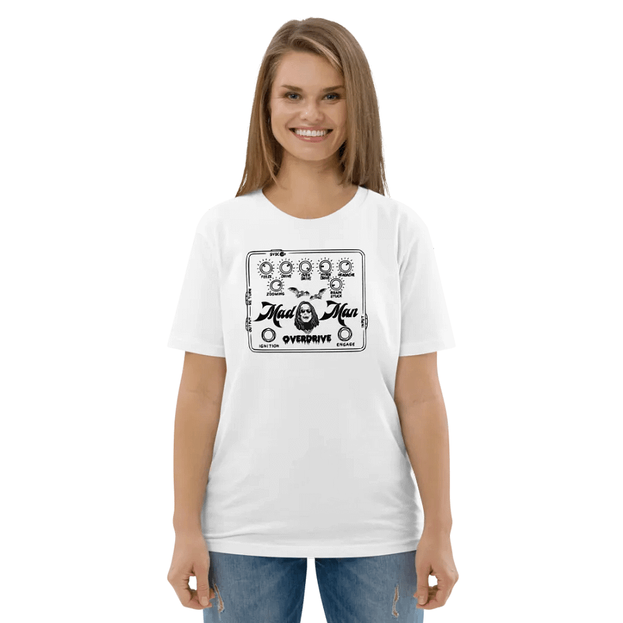 Funny Guitar Pedals Madman Overdrive T Shirt - centaur boss not a klon rat fuzz madman T-Shirt. product image (5)