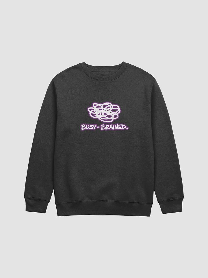 BUSY-BRAINED (lined design, #763D7D) printed crewneck product image (2)