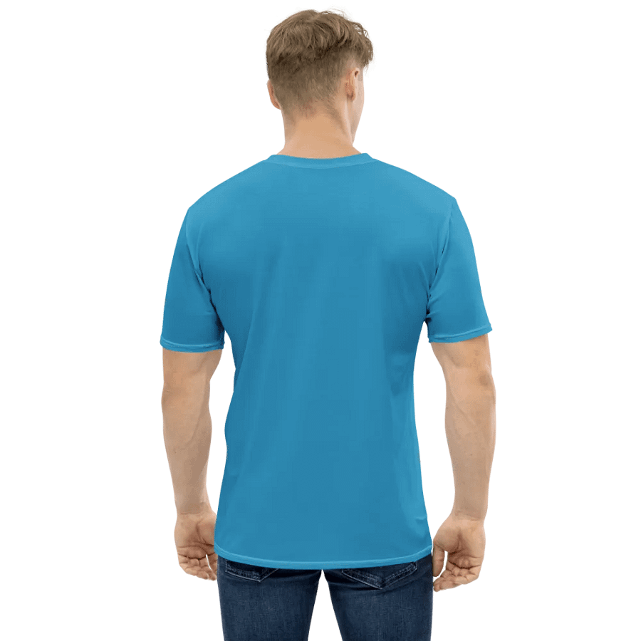 Plain Medium Blue Light Summer Men's Crewneck Polyester Heavyweight Premium T-Shirt by Treasure Pie product image (8)