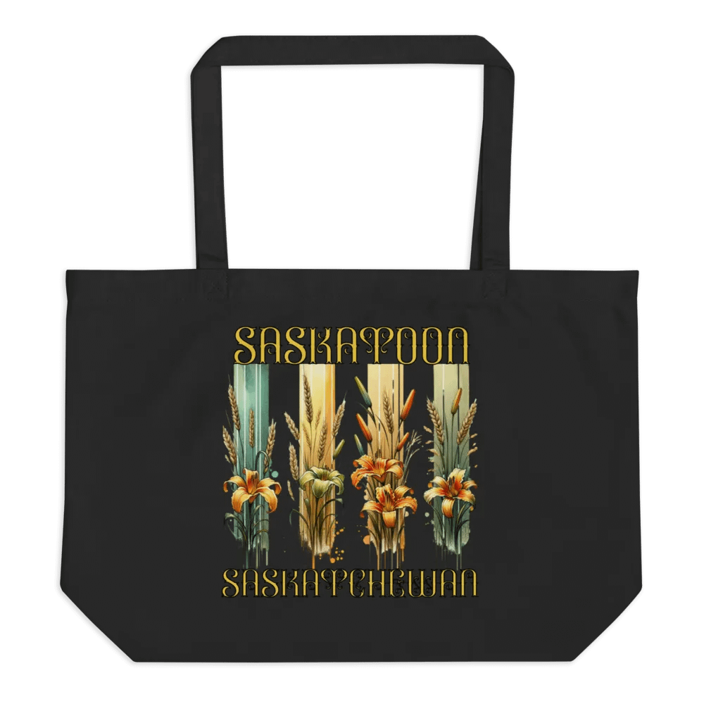 Saskatoon Saskatchewan 4 Vertical Tiger Lily Wheat Organic Tote Bag product image (1)