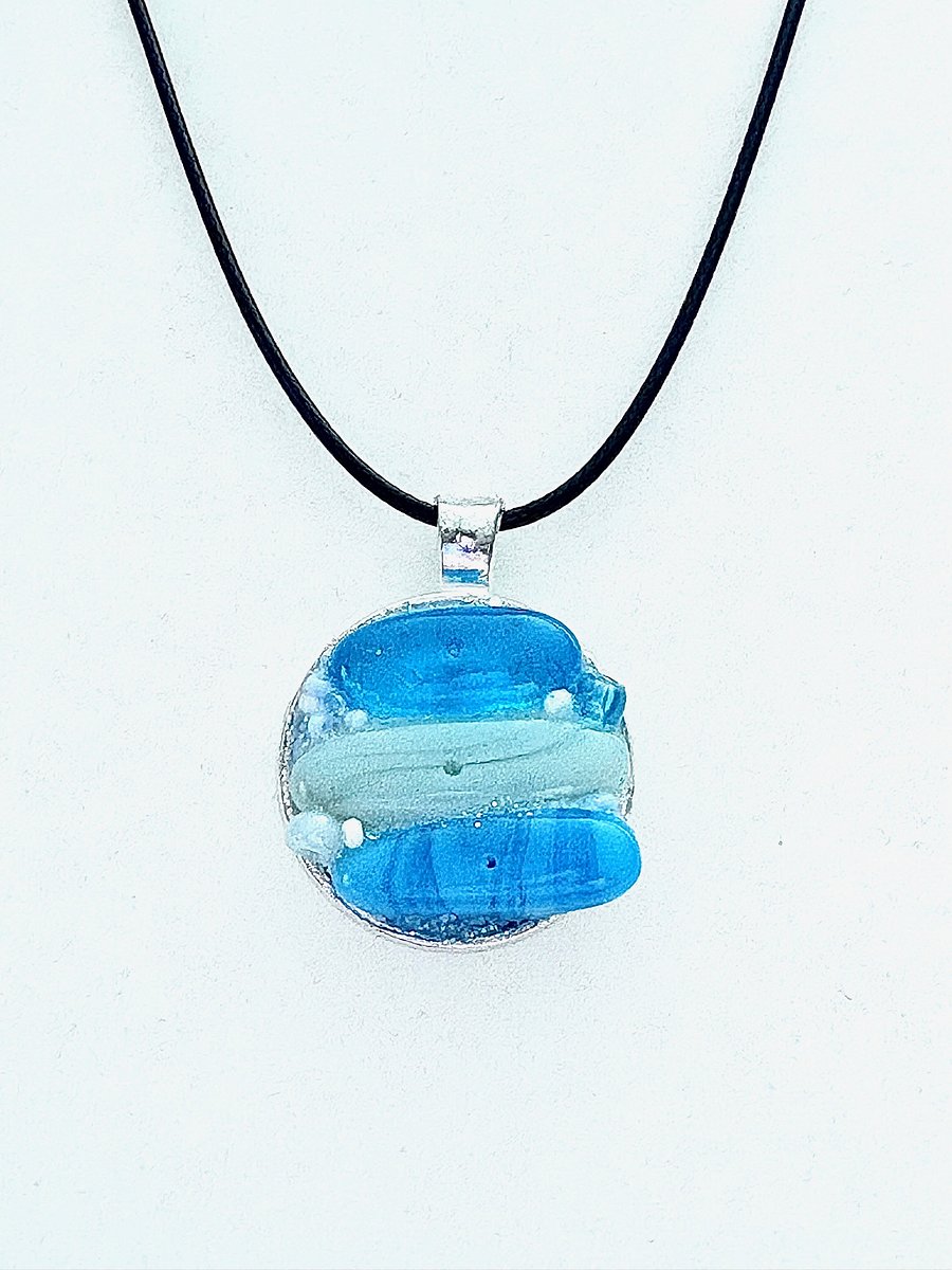Coastal Calm Horizon Pendant Necklace | Handmade Glass Art Jewelry | Monique Faella Designs™ | MFD-00212 product image (2)