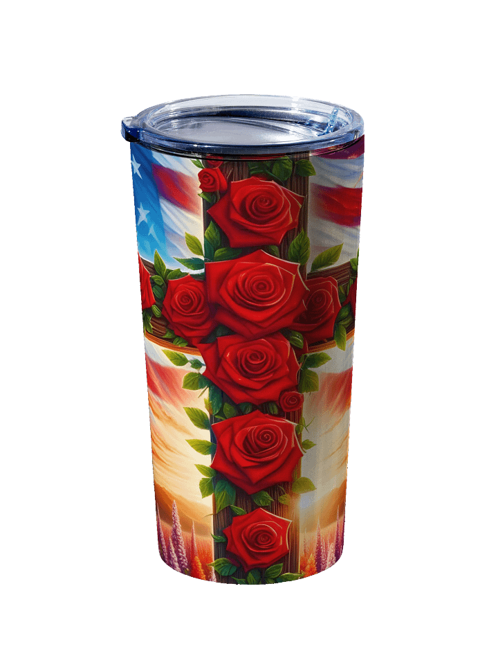 Lift Me Up Lord Faith Cross American Flag 20oz Stainless Steel Tumbler product image (2)