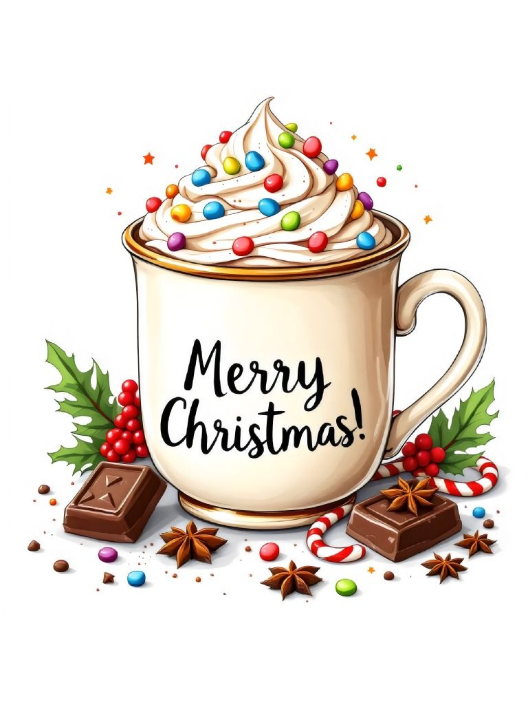 14 Mug Filled with Hot Chocolate Clipart Designs, Winter Drink Illustrations, Cozy Clipart Set product image (2)
