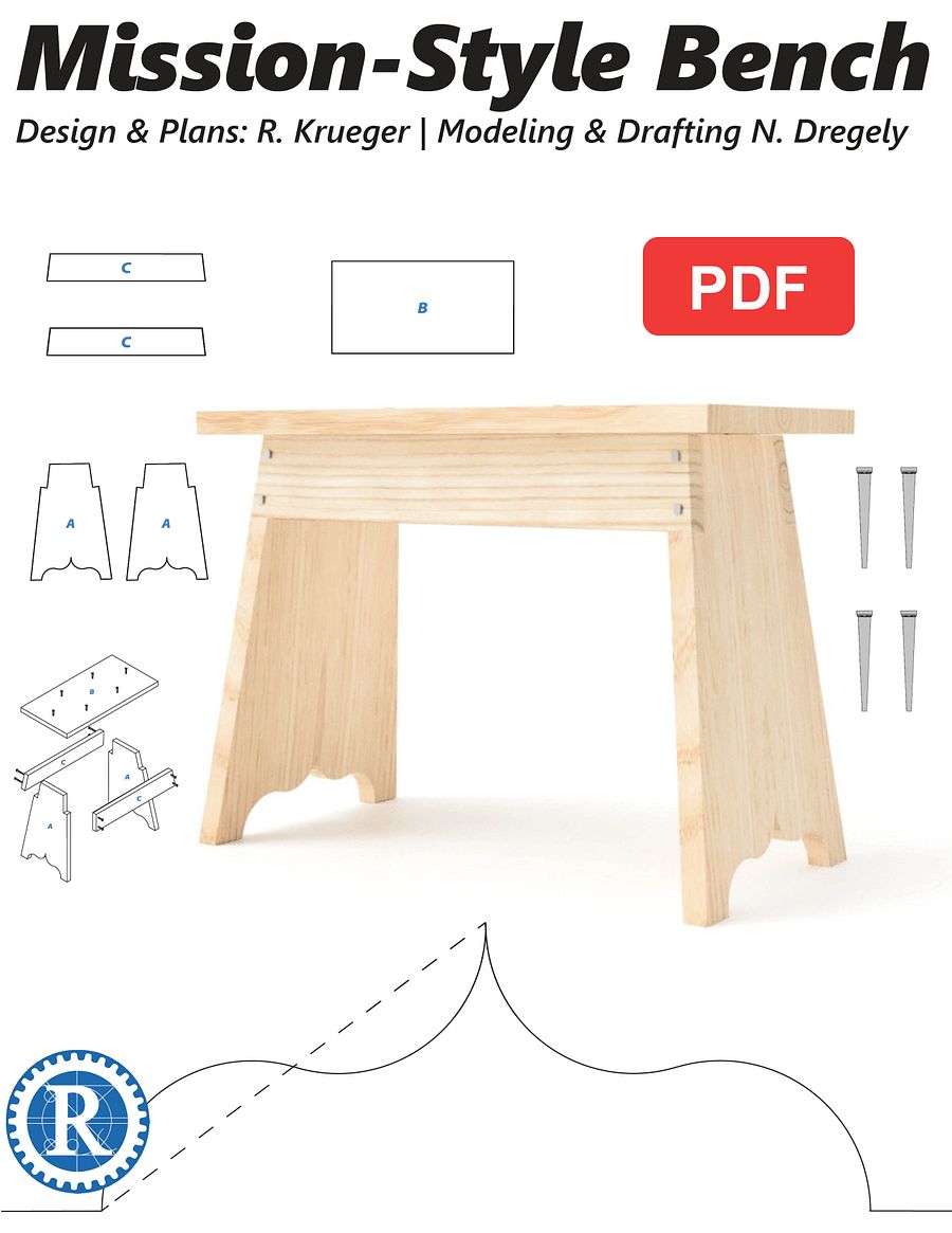 Plans: Mission-Style Bench product image (1)